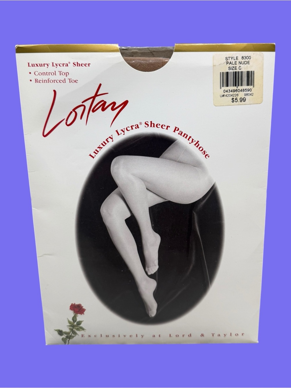 Vtg Lortay Lord & Taylor Luxury Lycra Sheer Control Top Pantyhose Pale Nude C